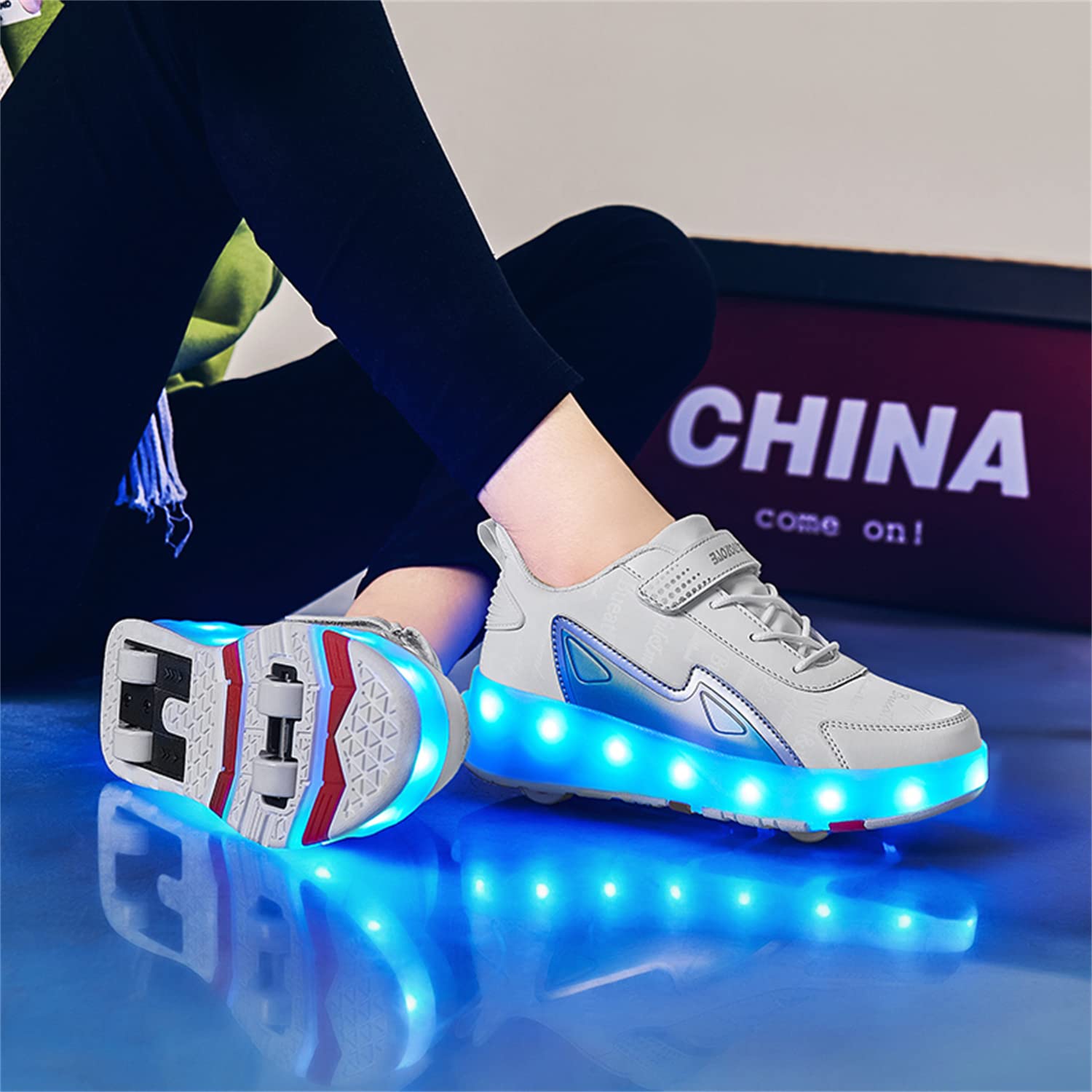 Chaussures à Roulettes Pour Enfants - YTi - Baskets De Sport De Styliste à Deux Roues - Noir