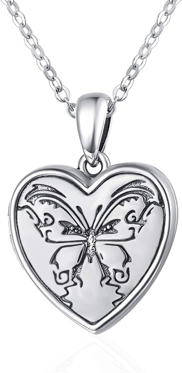 TANGPOET Locket Necklace That Holds Pictures Sunflower Rose Tree of Life 925 Sterling Silver Photo Heart Lockets Necklace Birthday Gifts for Women