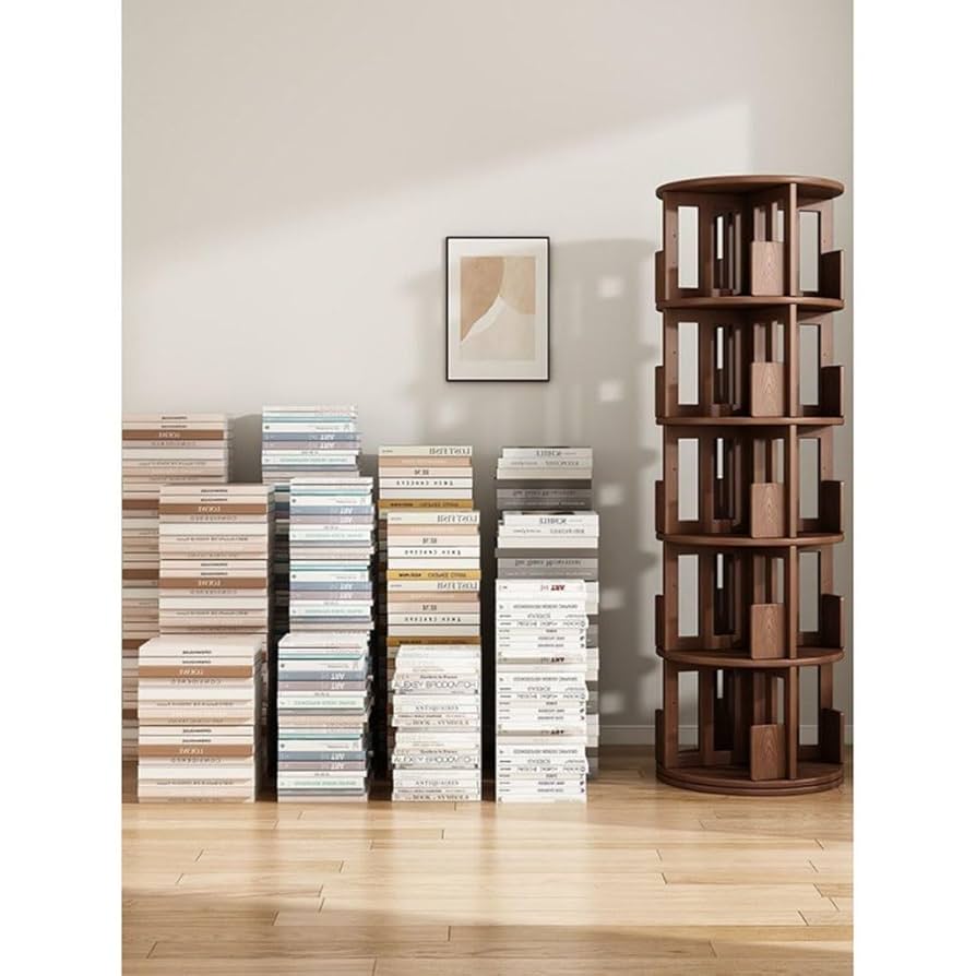 木製本棚 Amazon.co.jp: 360度回転する木製イラスト入り本棚。寝室