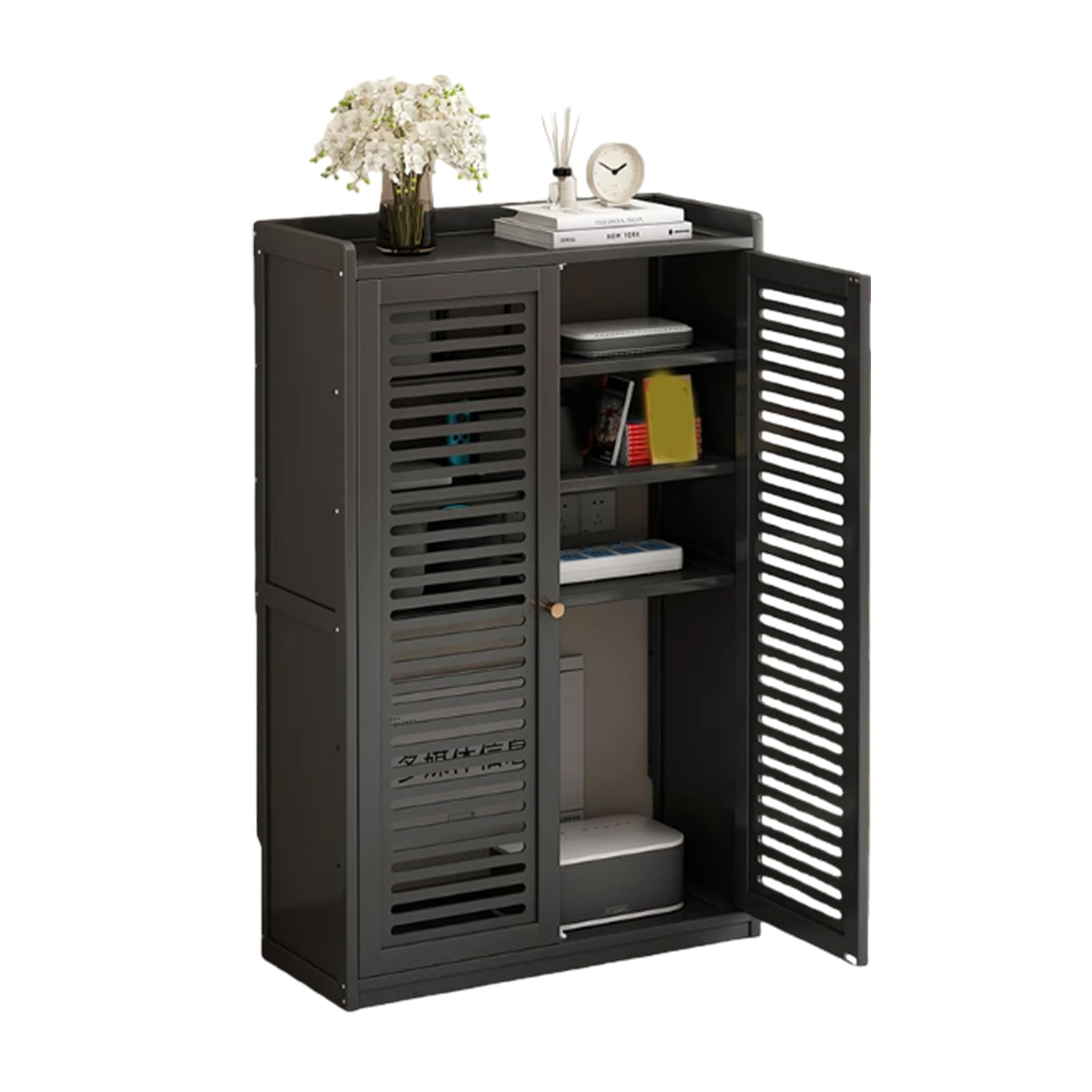 Gabinete de enrutador WiFi y consola multimedia para ordenar tu oficina en casa