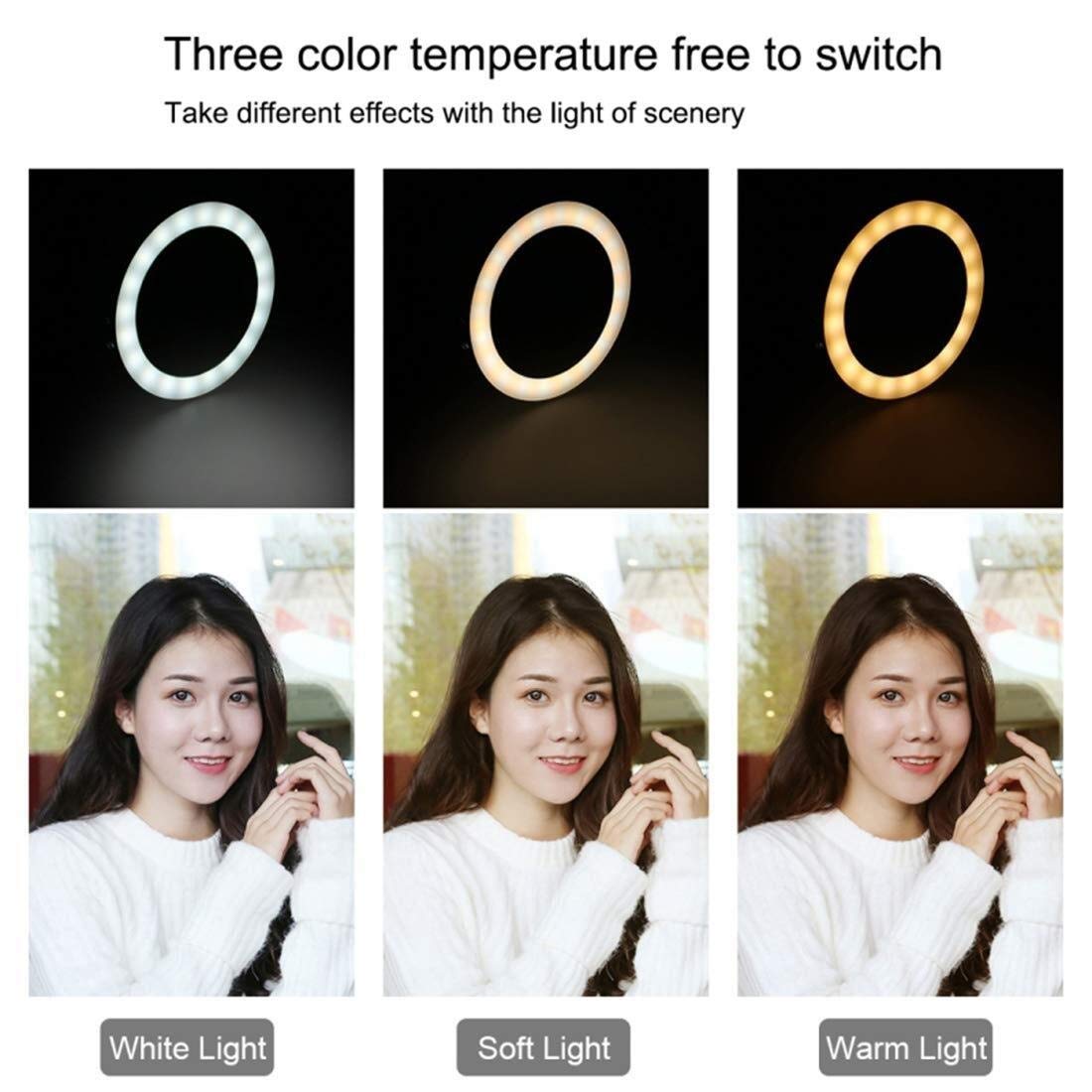 Luce ad Anello LED da 7,6 '' Luce ad Anello per Selfie ， Luce ad Anello dimmerabile RGB ， per Telefono TikTok Trucco Youtube Video Blogger Ripresa, Ritratto, Selfie