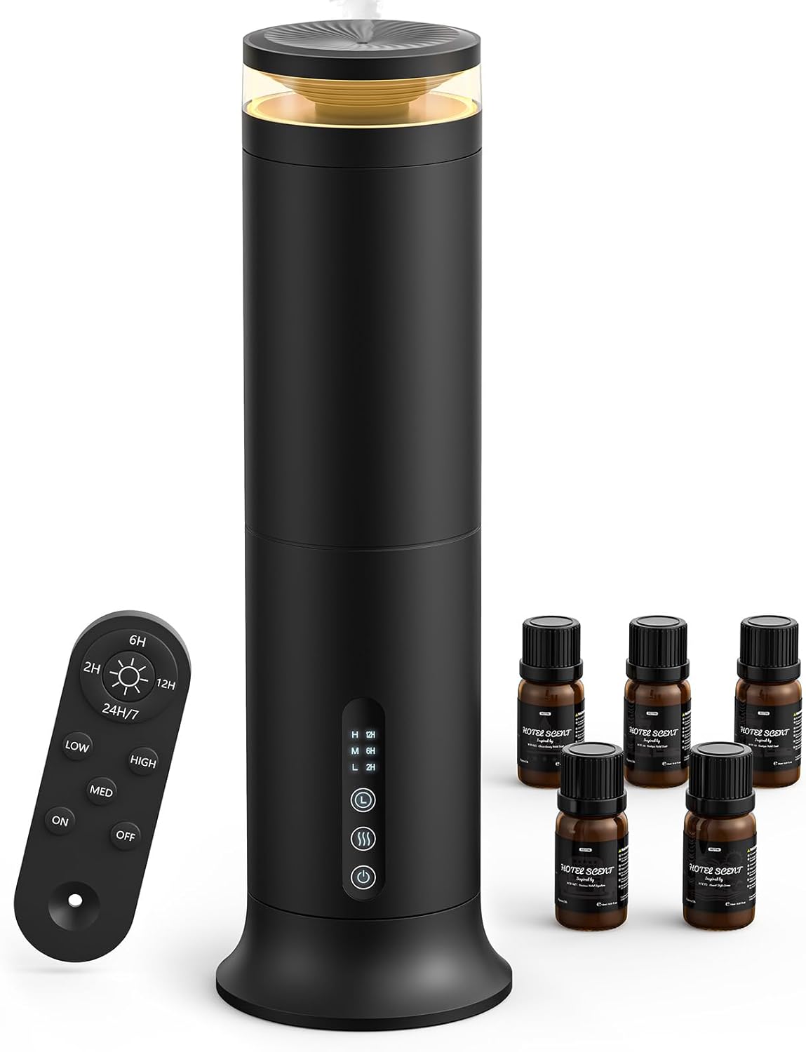 Waterless Diffuser with 5 Hotel-inspried Scent Oil - Cold Air Diffuser Up to 2000 Sq.ft for Large Home Office Hotel and Spa, Remote & Panel Control, 4 Timer 3 Scent Intensity Models, 3.4 fl oz