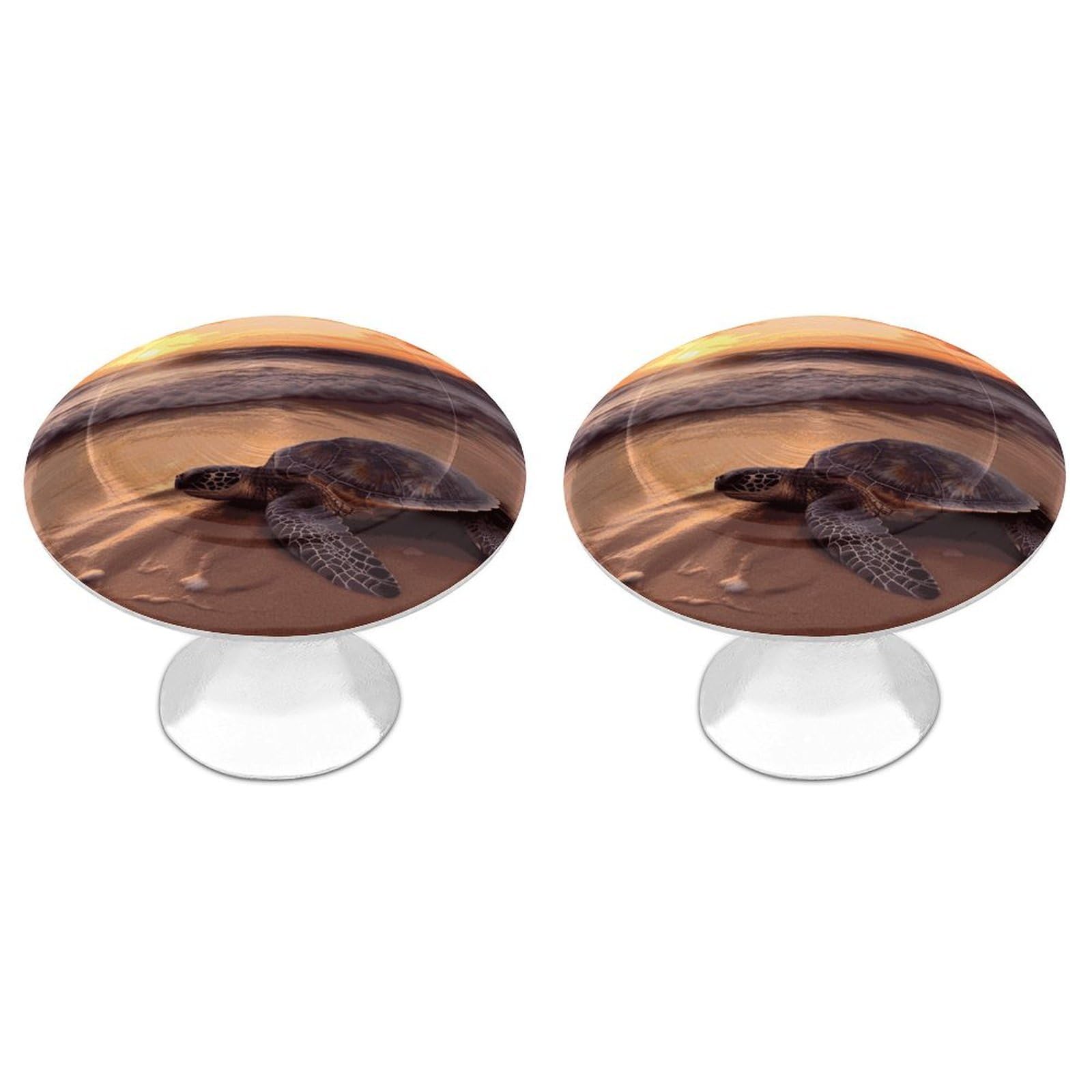 FekiLoot Sea Turtle Sunset Cabinet Knob Kitchen Drawer Knob Stainless Steel Round Drawer Pulls Modern Cabinet Hardware Vintage Dresser Drawer for Kitchen Bathroom Closet Dresser Cabinets