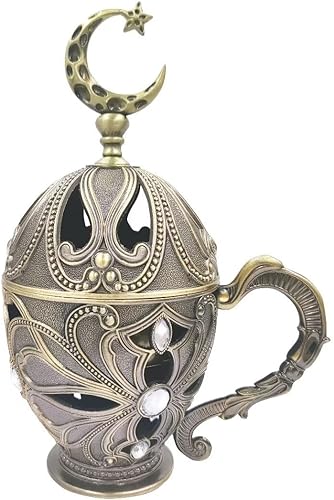 Hourwof Soporte de incienso con cono de metal vintage, quemador de incienso de resina de incienso con tapa, quemadores de Bakhoor, colector de