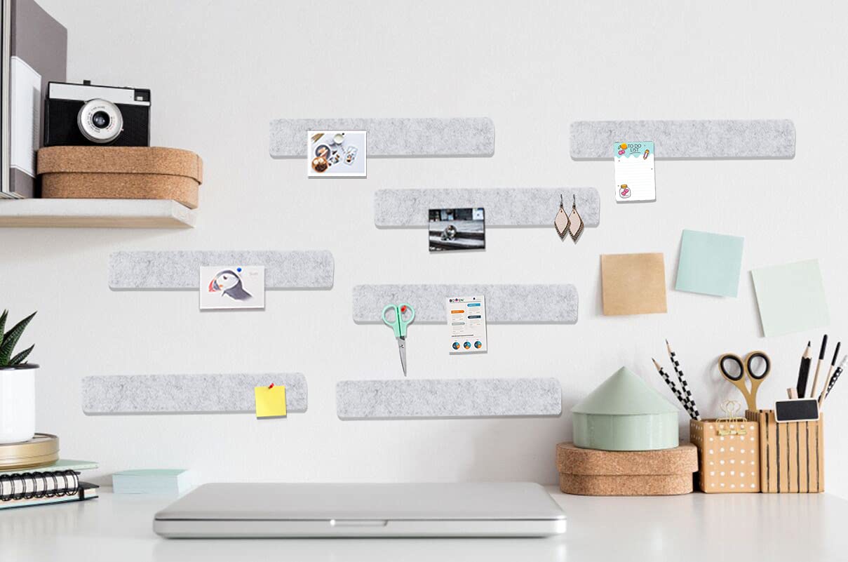 Bacheca In Sughero E Feltro 8 Pezzi - Con 40 Puntine, Autoadesiva, Per Casa E Ufficio, Grigio - Foto 3