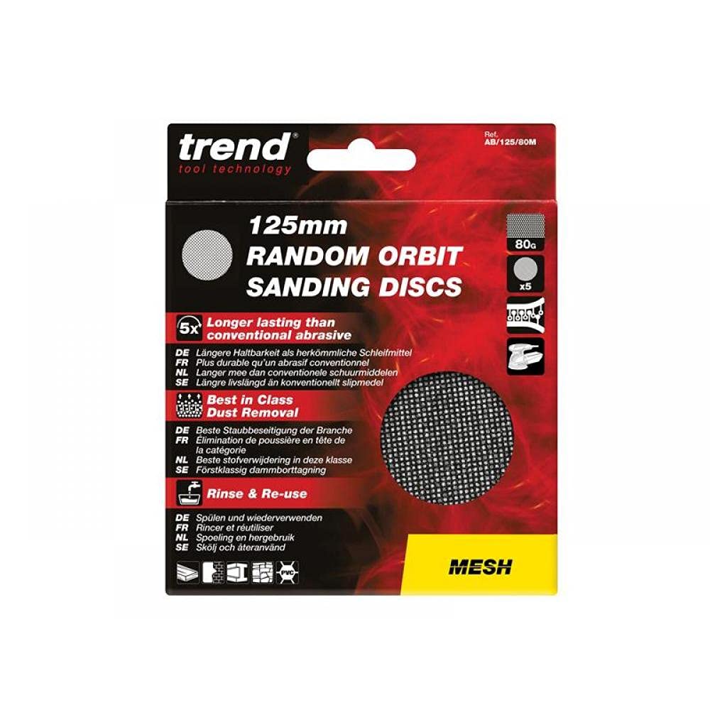 Trend Mesh 125mm Random Orbit 80 Grit Schleifscheiben, AB/125/80M/B, 50er-Pack