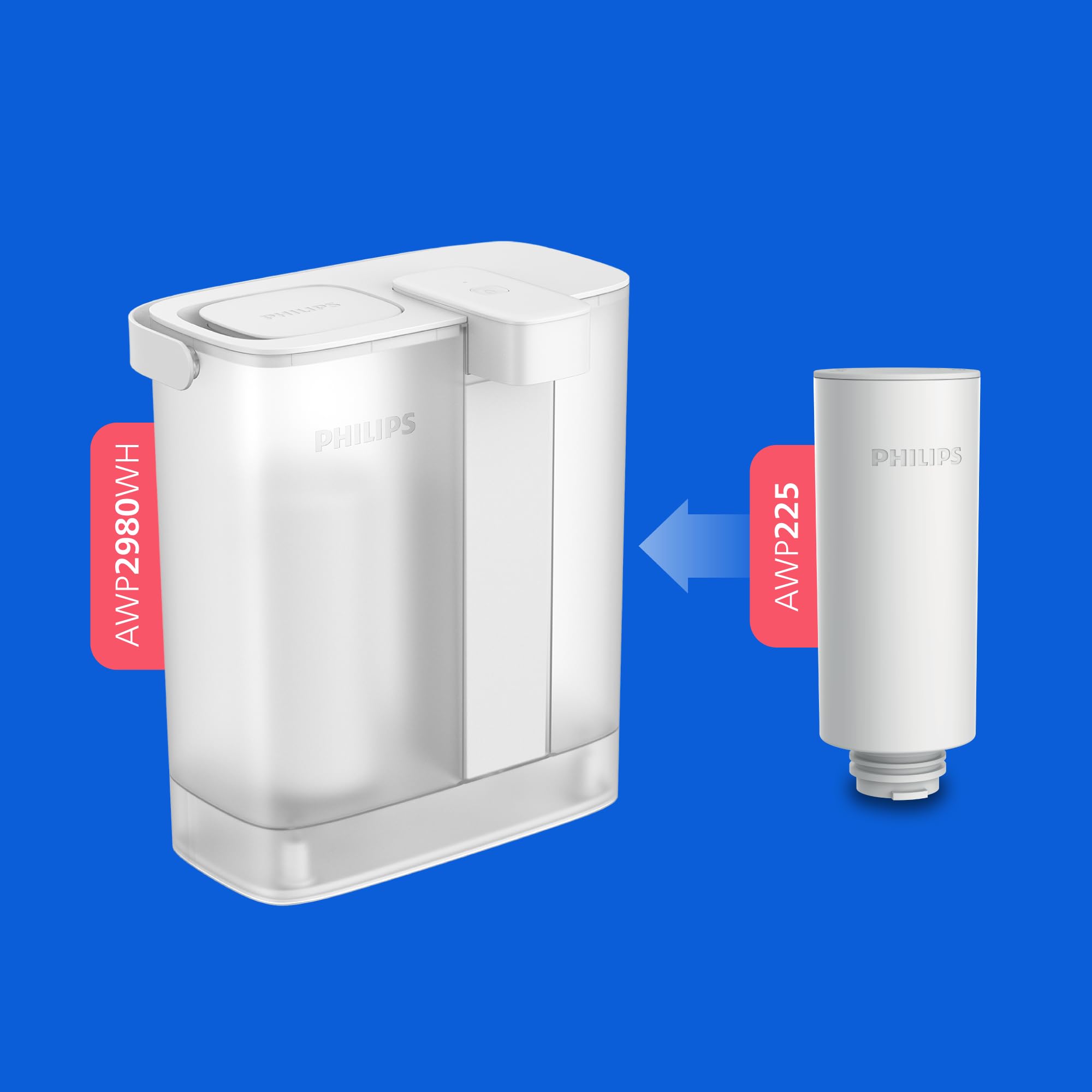 Philips Water Filtri di Ricambio per Erogatore di Acqua Filtrata su Richiesta – Confezione da 3, Filtro Taste+ Che Migliora il Gusto e Riduce le Impurità, Senza BPA