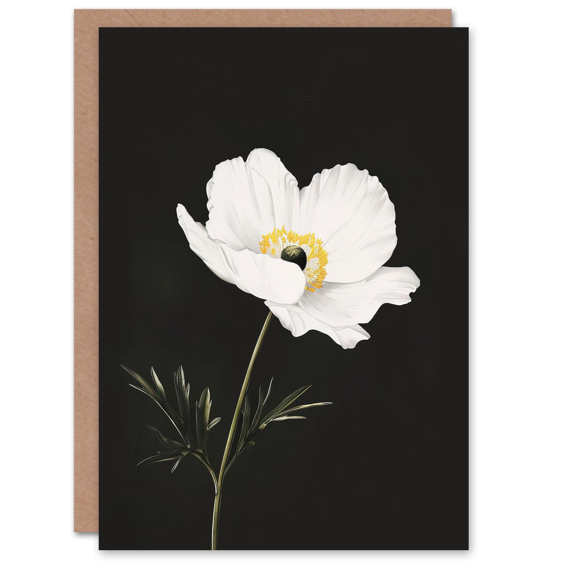Artery8 Greeting Card White Poppy Anemone Floral Birthday