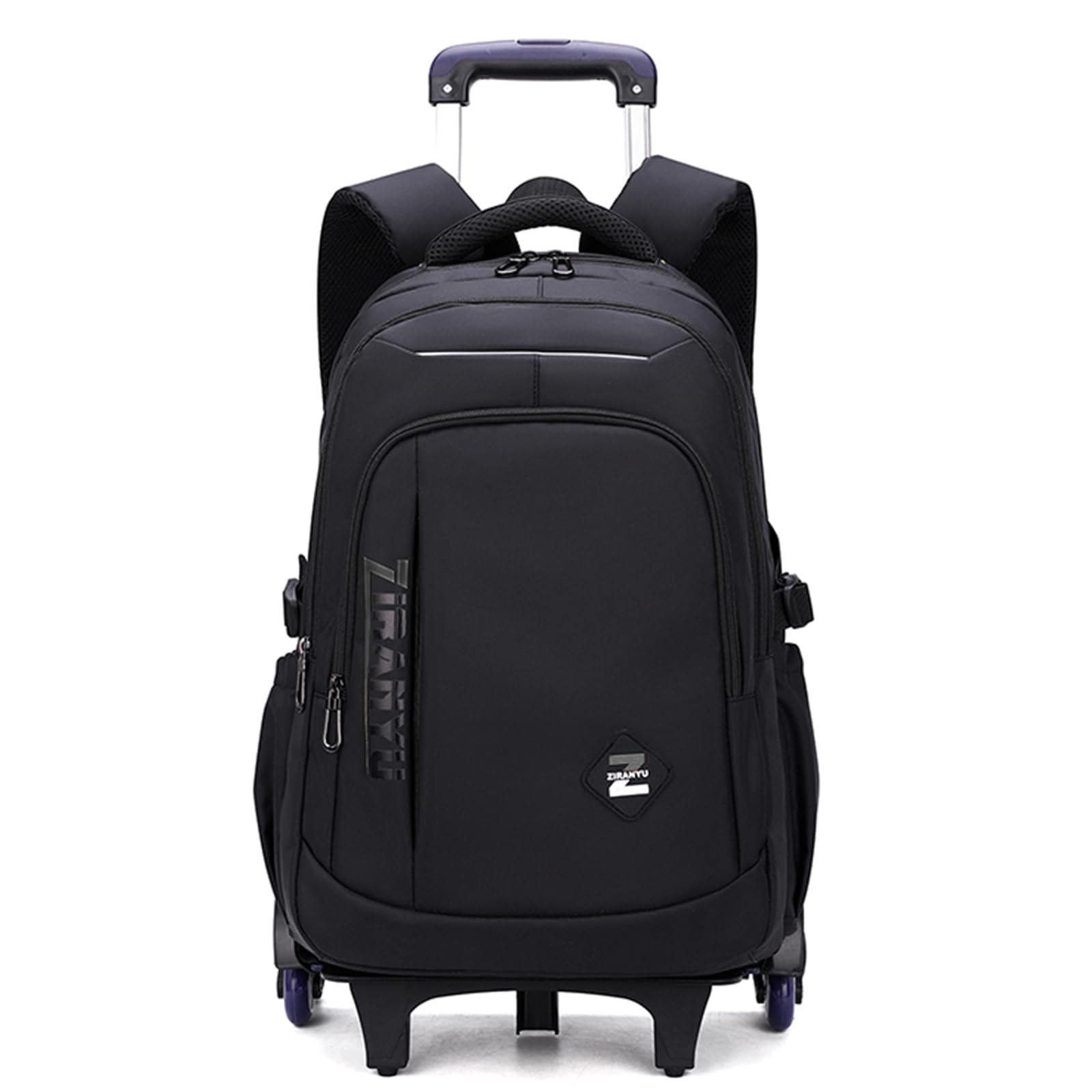 Amythe Cartable à Roulettes pour Garçons, Sac à Dos pour Hommes avec 6 roues, 30 Litres Sac Ecole Collège Léger et Imperméable avec Chariot, Adapté aux Loisirs et aux Voyages, Noir