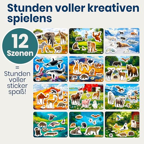 QUOKKA Stickerbuch für Kinder 3-5 Jahre Realistische Tiere – Kleinkind-Aktivitätsbuch, Mal- und Sticker-Kreativbuch mit 500+ Stickern… – Ansicht 5