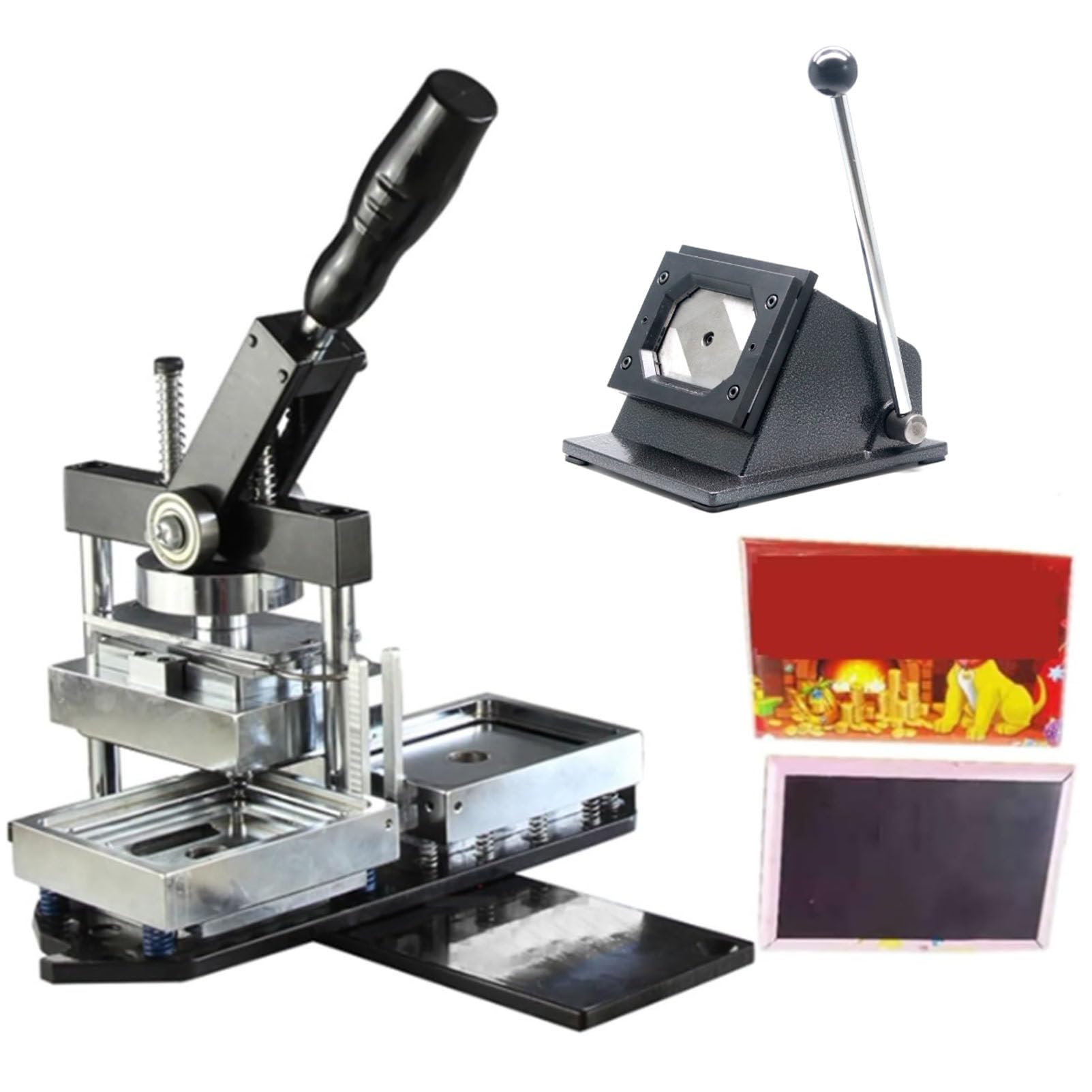 JKJZSALJ Badge Maker Machine,Photo Magnet Machine,Diy Fridge Magnets Pin Maker Machine,With 100 Sets Of Consumables+ Paper Cutter Machine,Button Badge Maker,90X65Mm,80X53Mm,90x65mm