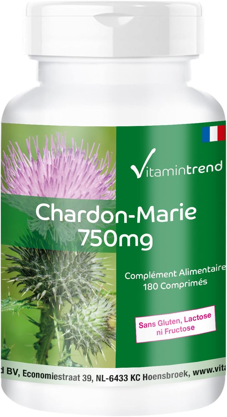 Milk Thistle Extract 750mg – Box of 180 tablets -! FOR 6 MONTHS! – Vegan – High dosed – 80% Silymarin | Vitamintrend®