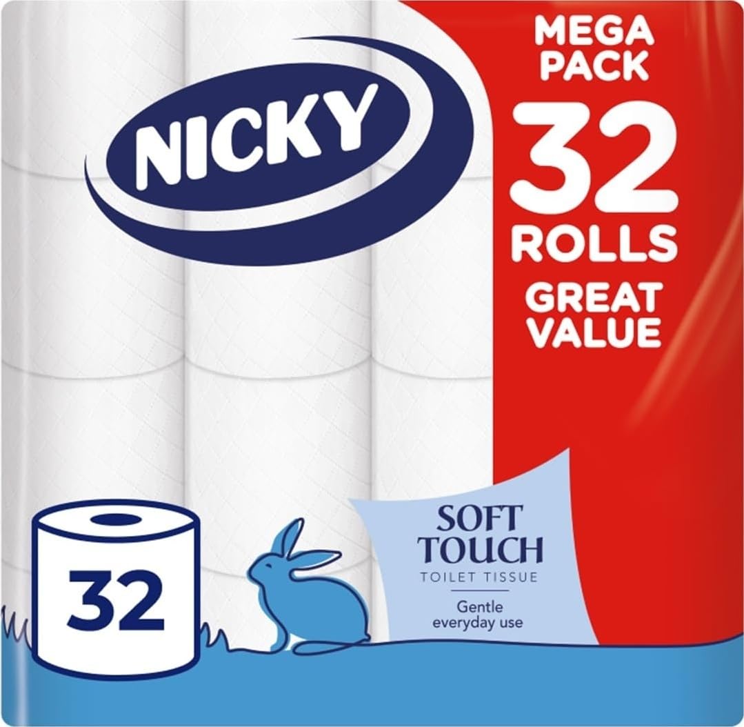 Nicky Soft Touch, 32 Rolls of Toilet Tissue, 2-Ply
