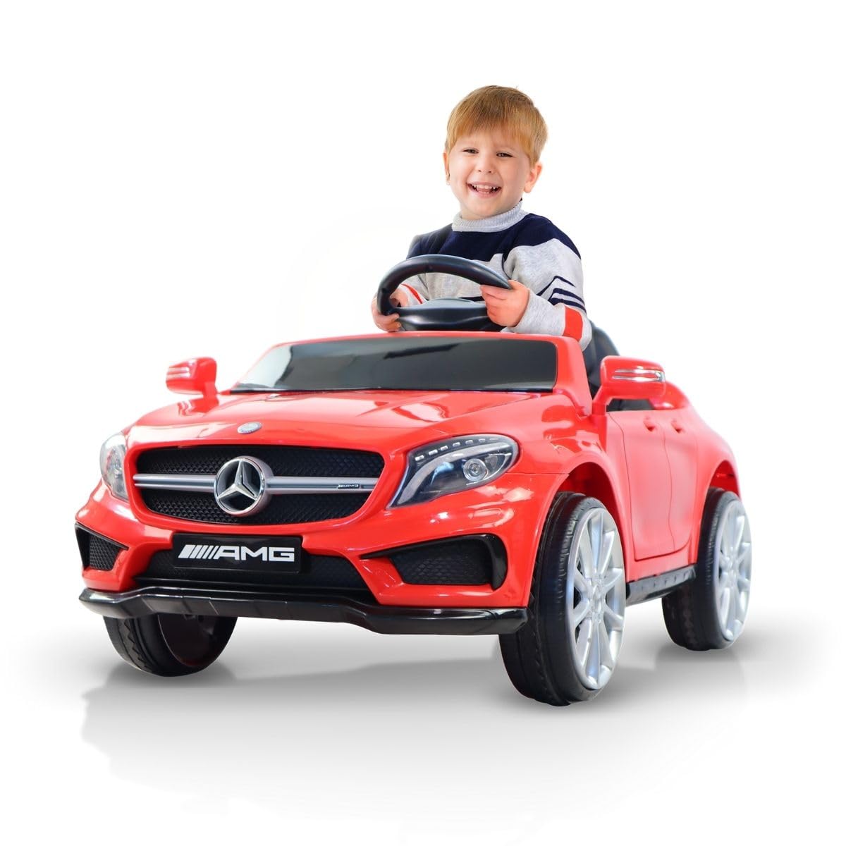 Mobiclinic® Kids, Coche eléctrico para niños, Mercedes Benz amg gla45, 12v, Turbo, Motor 30w, Mp3+USB+SD+aux, Mando, hasta 3 km/h, Luz led, Arnés Seguridad, Asa y Ruedas Transporte, +3años