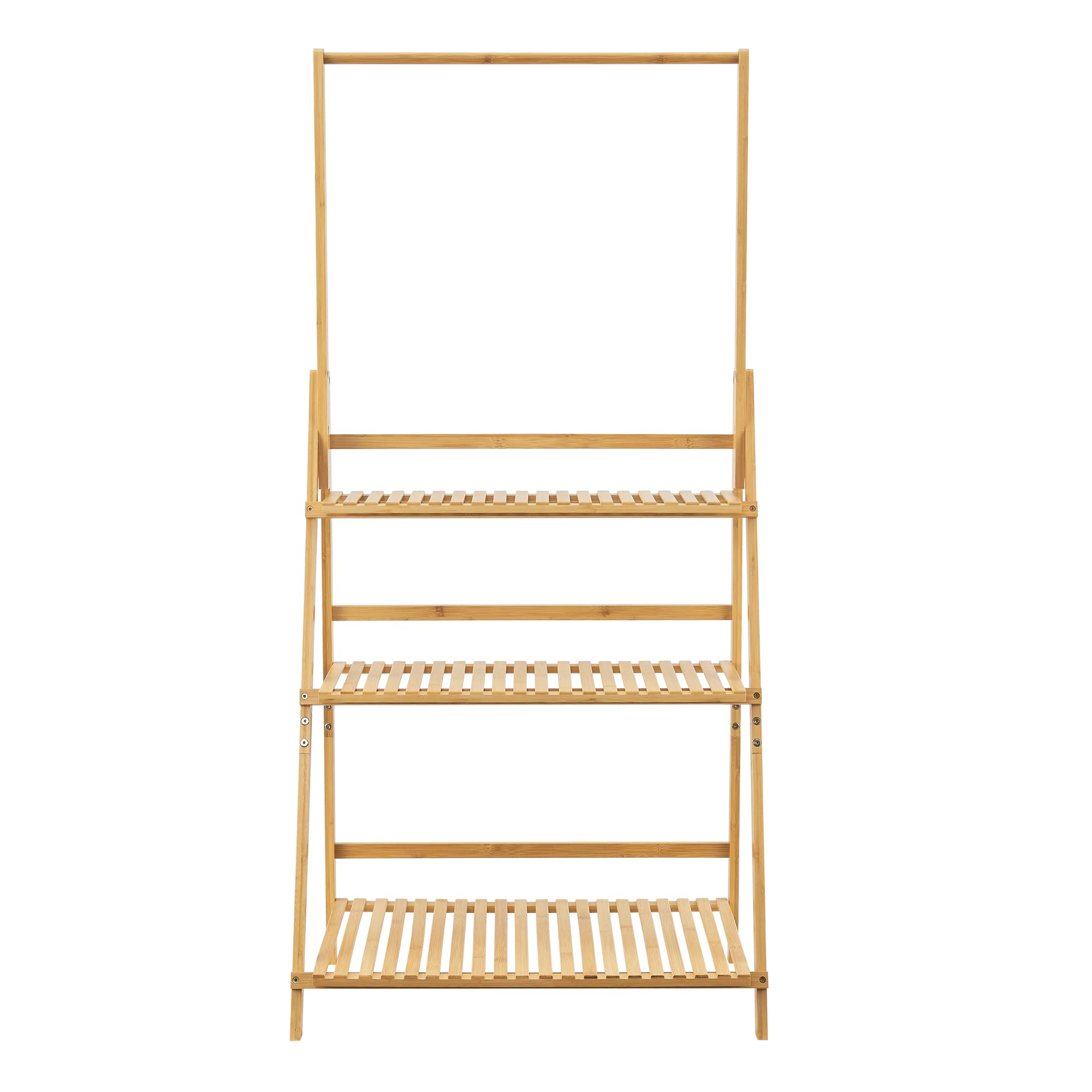 [en.casa] Escalera para Plantas de 3 Niveles Estantería Escalera para Flores Estante de Almacenamiento para Zapatos Versátil Bambú 144 x 70 x 40 cm Natural