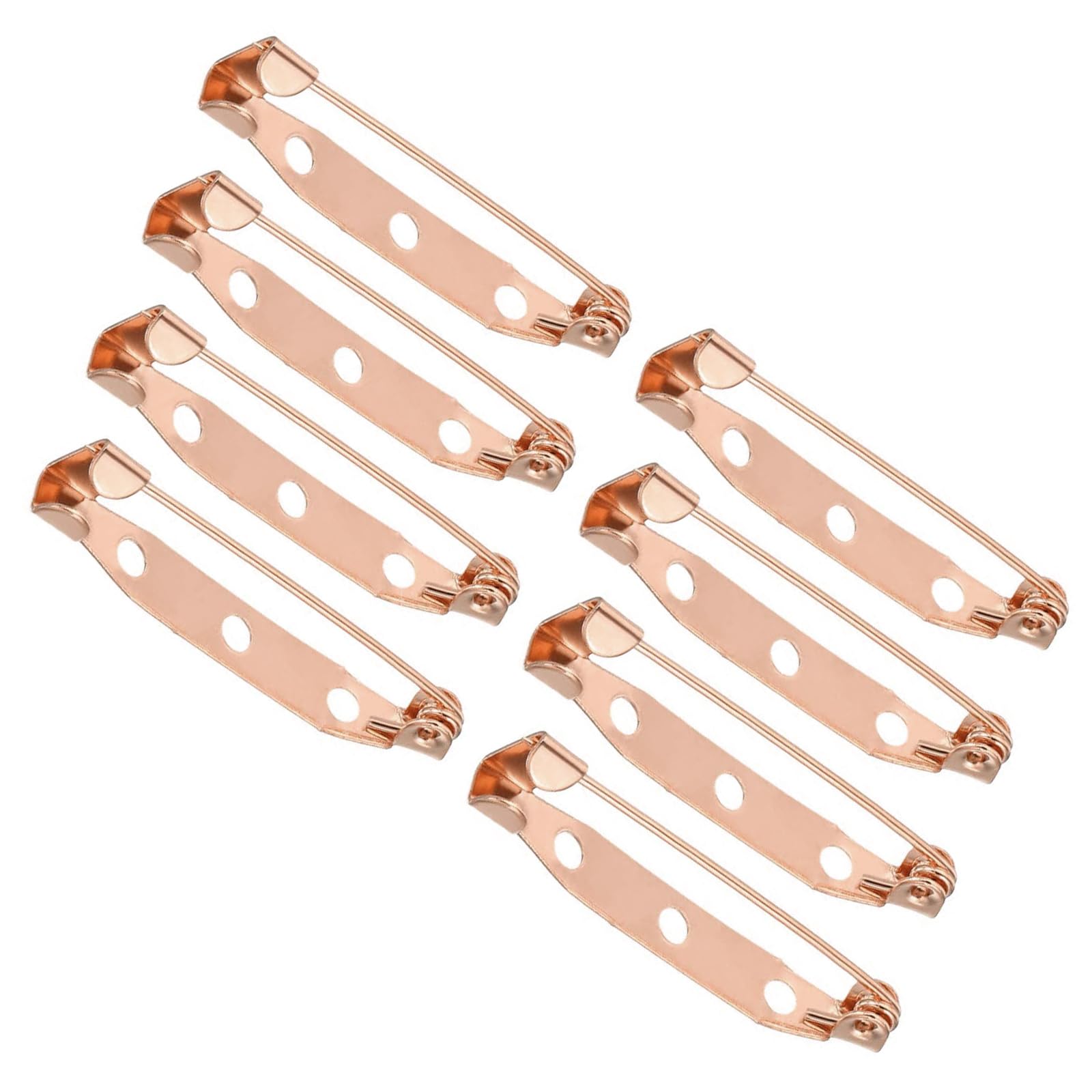 TOP-VIGOR 50Pcs Brooch Pins, 35mm Safety Bar Pins Backs, BroochClasp for Badges Corsages Boutineer Name Tags Jewelry Making DIY Crafts, Rose Gold