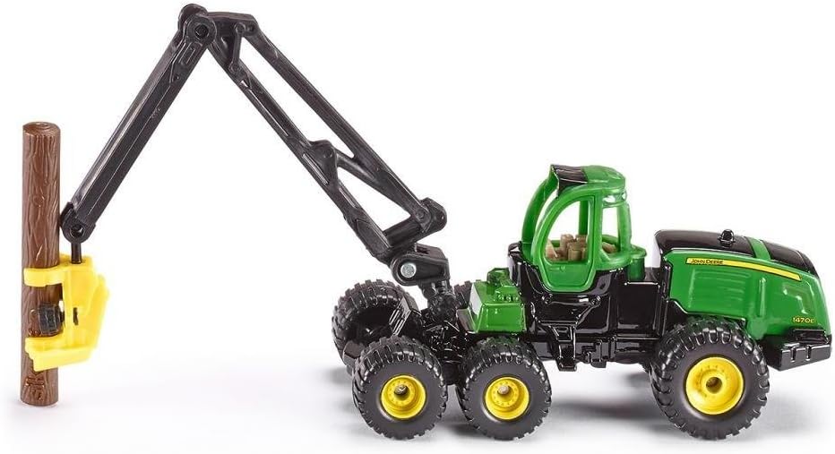 siku 1652 John Deere Harvester, Forestry, Metal/Plastic, 1:87, Green, Incl. Log, Rotating Crane