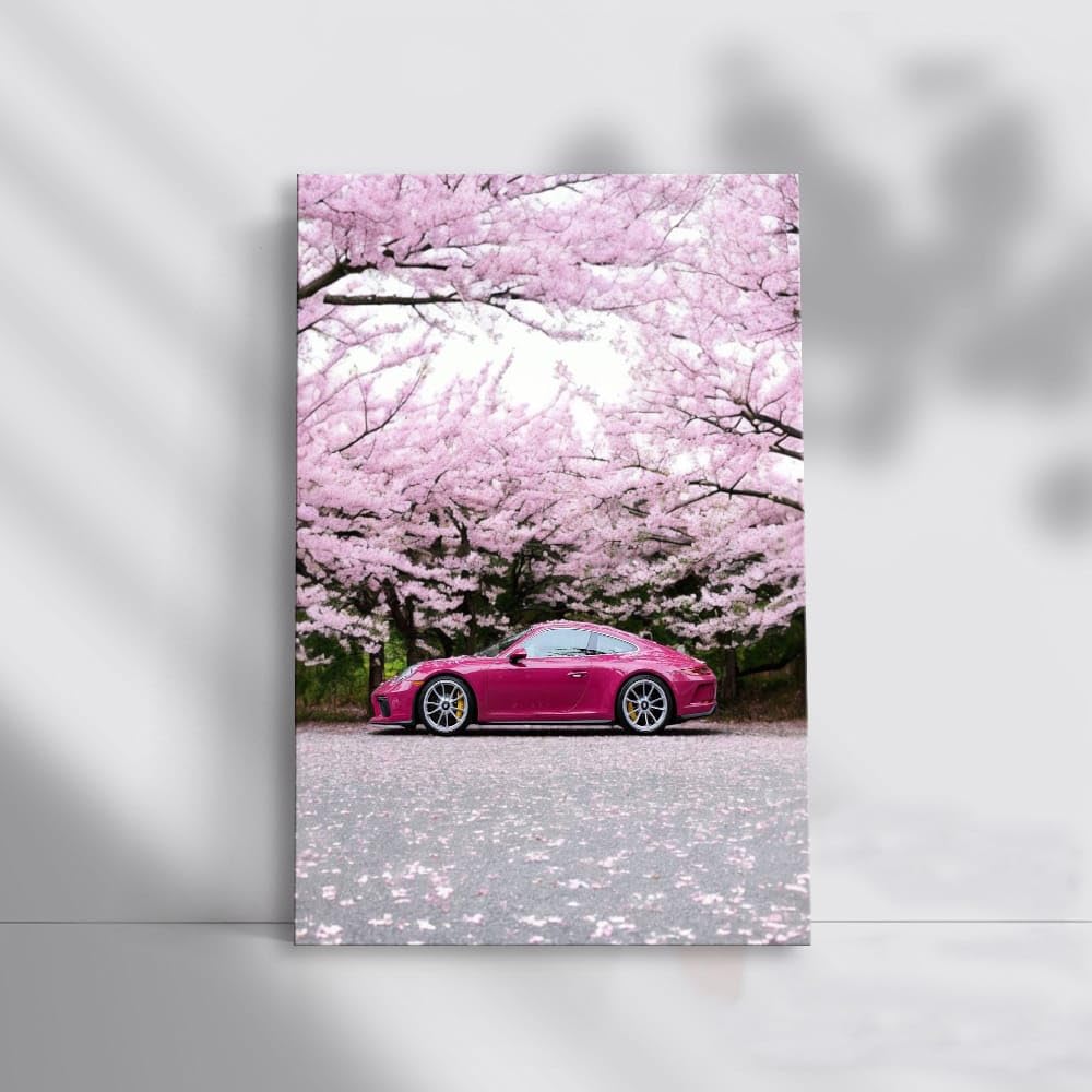 Amazon.com: Wall Art Porsche 911 Pink In Sakura Painting [Canvas