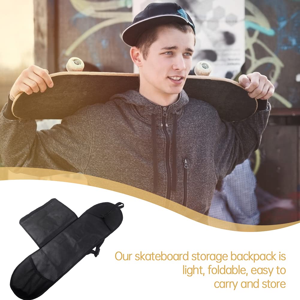 Skateboard Sac Skateboard Sac à Dos Sac à Dos imperméable Sac de Planche à Planche à roulettes avec Bretelles réglables pour Transporter Une Planche à roulettes Longboard, Le Noir