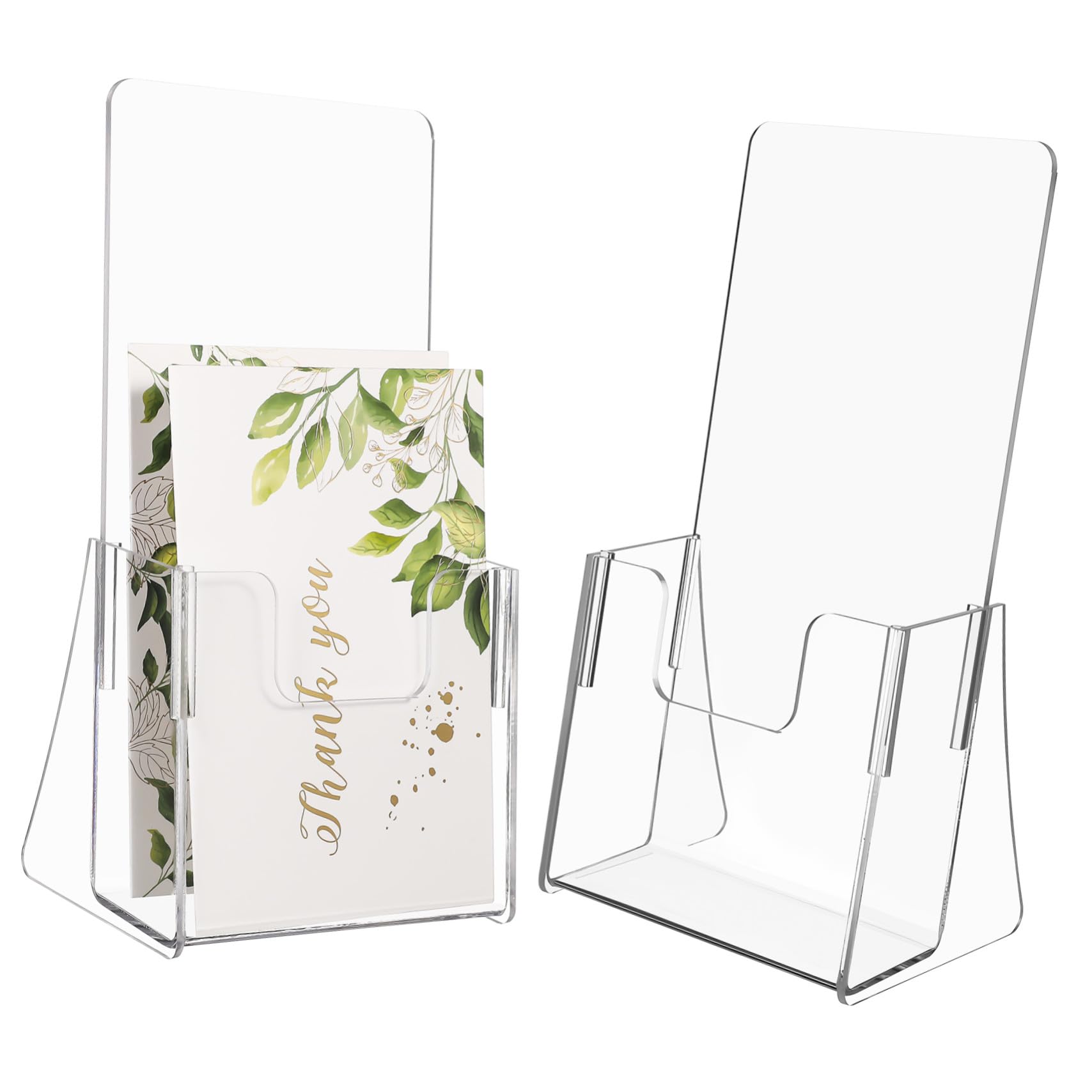 Porte-brochures Support pour Brochures et Magazines en Acrylique Transparent Lot de 2 Transmission Lumière et Installation Facile Bureau