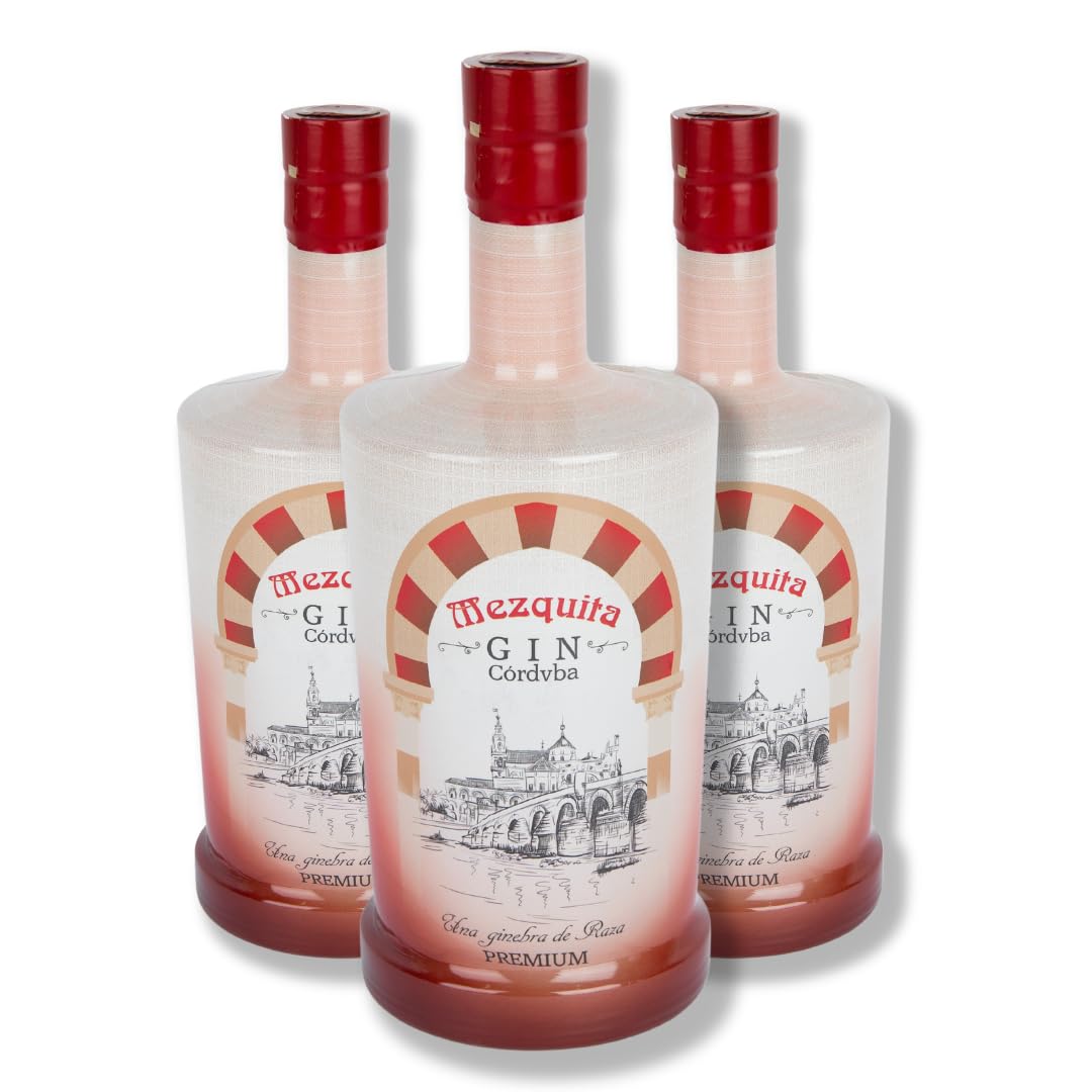 Mezquita Gin Córdvba 40º, Ginebra Premium y Tradicional, (Pack de 3 Botellas de 0,70L)