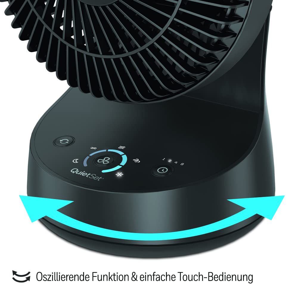Honeywell QuietSet Oszillierender Tischventilator in Schwarz – Ventilator für einzelne Benutzer und kleine Räume mit leisem Betrieb und 5 Leistungs- und Geräuschstufen: HTF337BE, HTF337BE4