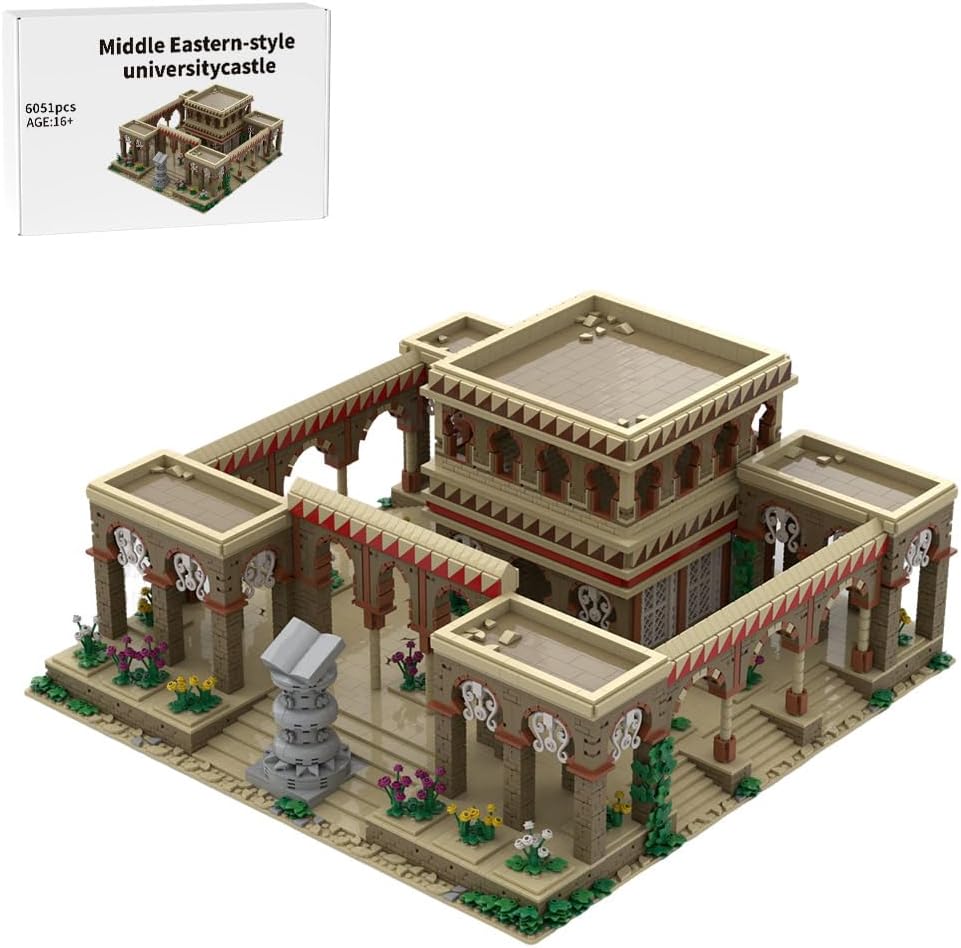 Medieval Castle Building Set, 6051PCS Medieval MOC Middle Eastern Style Unniversity Modular House Architecture Building-Bricks Model, Collectible Set for Adults and Teen, MOC-214522