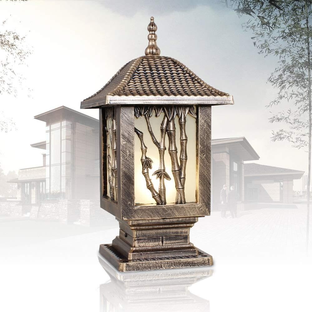 Mastleuchte Aluminium Außensäulenleuchte Hoflandschaftssäulenleuchte Glaspfostenleuchte wasserdichte Rasensäulenlampe Außenmast Garten(Bronze,20 * 43cm)