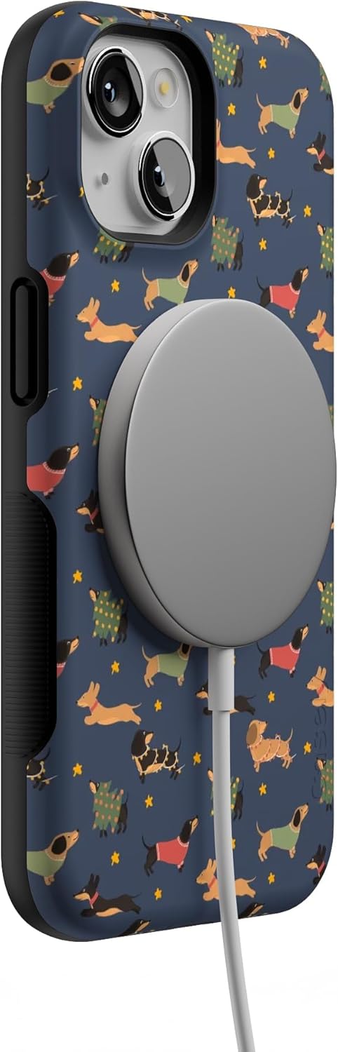 Casely iPhone 14 Case | Dashing Doxies | Dachshund Dog | Bold Protective Design | MagSafe Compatible Design