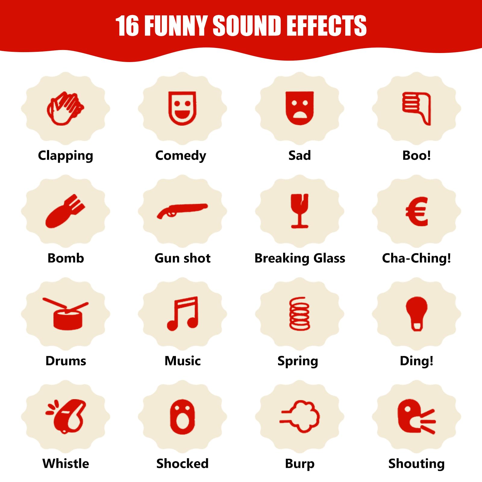 Sound Machine Zabawna maszyna dźwiękowa, Noise Sound Machine, Prank Soundboard, z 16 efektami dźwiękowymi, generator dźwięku na prezenty, imprezy i pranks