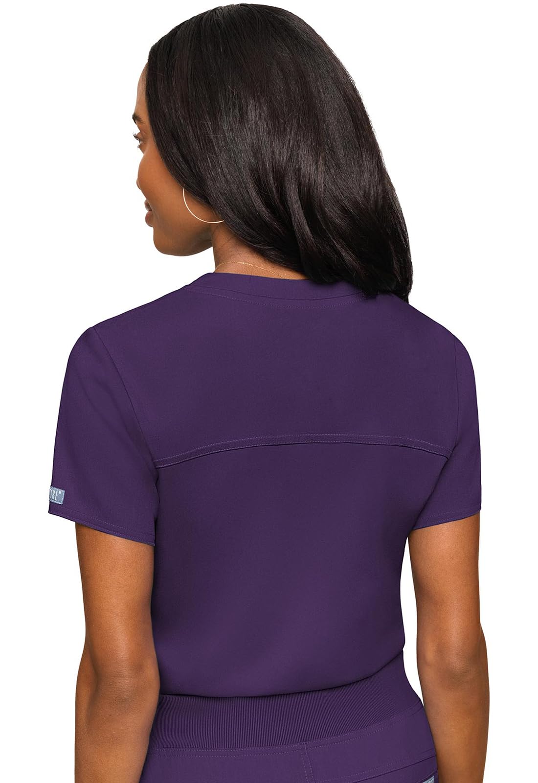 Med Couture Conjunto de uniforme médico para mujer con cuello en V MC7448 y pantalones elásticos de 2 vías 7710, berenjena, camiseta XL / pantalón 2XL