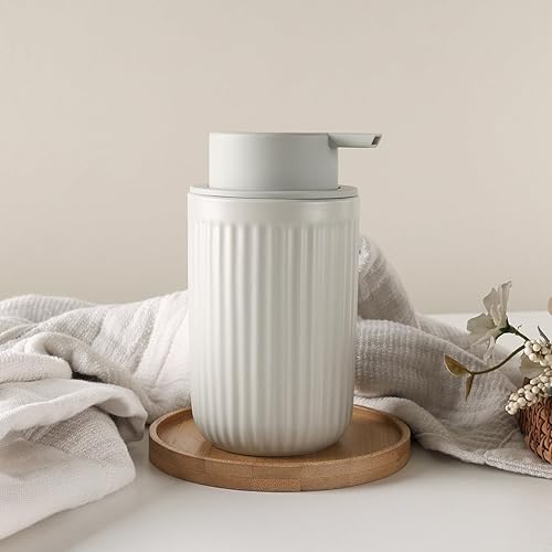 Miniatura 55 de BosilunLife Juego de Dispensadores de Jabón Espumoso - Dispensador de Jabón de Manos de Cerámica Albaricoque de Espuma de 12 onzas con Bomba a Bomba