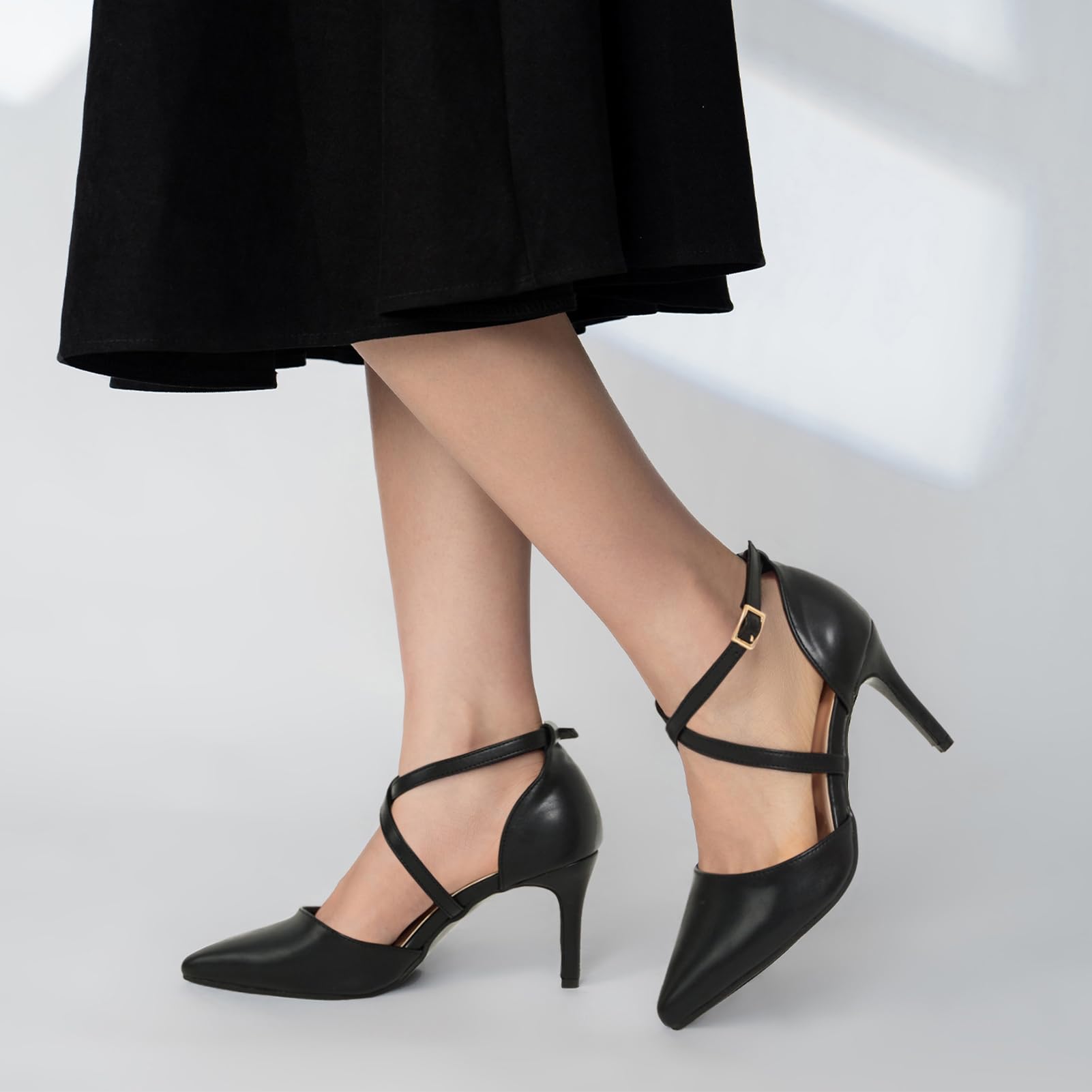 Hoefirm Zapatos Tacón Alto Mujer Sexy Zapatos de Vestir Punta Correa de Tobillo para Fiesta Salón