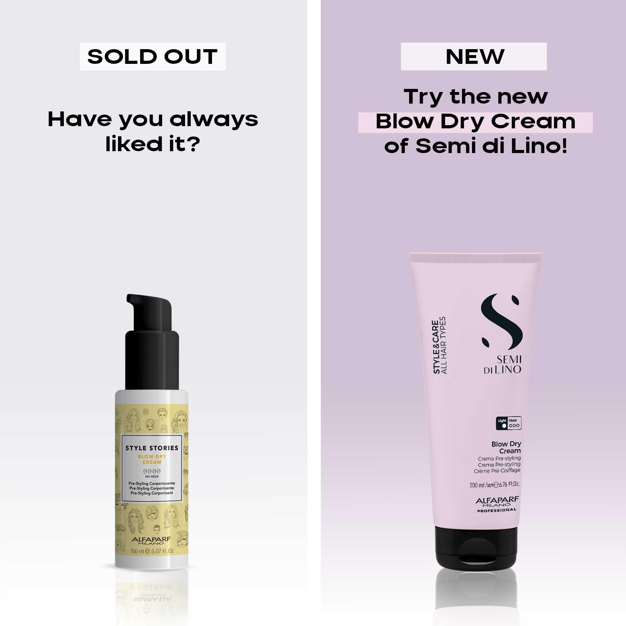 ALFAPARF MILANO Semi di Lino Style & Care Blow Dry Cream - Light Hold - Styling Cream for All Hair Types - Thermal Protection (6.76 fl oz / 200 ml)