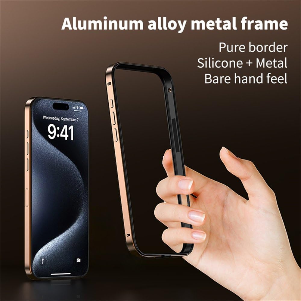 Funda Protectora antigolpes con Marco de Metal de Titanio para iPhone 17, 16, 15 Pro MAX, 17 Air, 15, 16 Plus, Color sólido, Color A4, para iPhone 16 Pro MAX