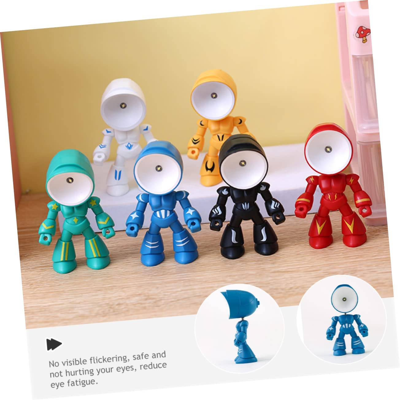 XANAYXWJ 2 szt. Robot stołowa Led Lampka nocna Robot biurkowy Mała stołowa Roboty Lampka nocna Lampka nocna Lampka nocna Lampka nocna na ół Lampka do sypialni Student Udekoruj Przycisk