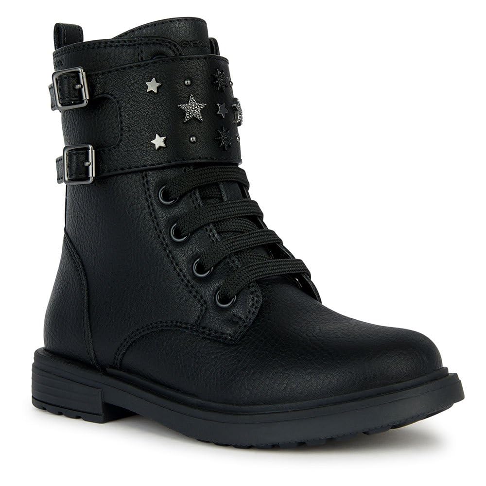 Geox Girls' J Eclair Girl Ankle Boot, Black Gun, 1.5 UK