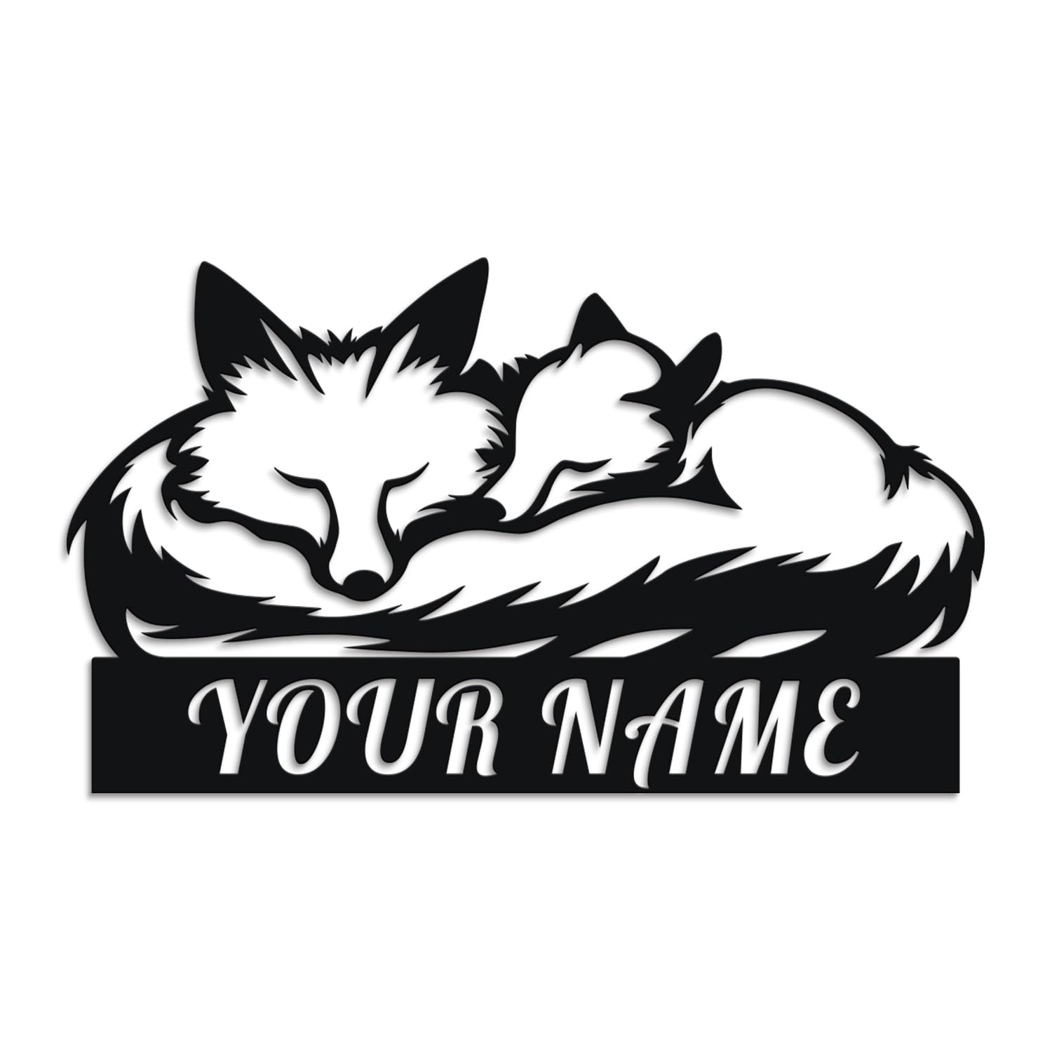 Herbraa Style-5 Personalized Fox Metal Sign, Custom Name Cabin Wall Art, Rustic Ranch Decor, Wildlife Lover Gift, Hunting Lodge Plaque, Farmhouse Welcome Sign, Outdoor Animal Accent (Style-5)