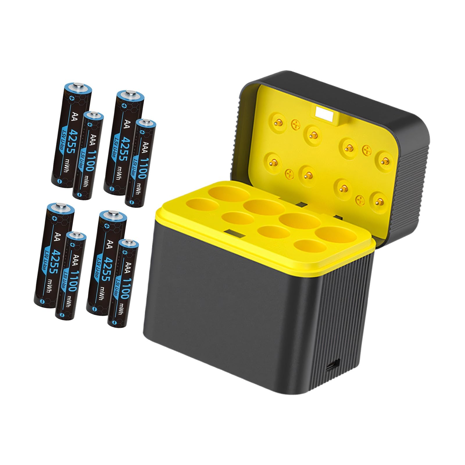 LiBattery Station de chargement pour 4 batteries 2 A et 4 3 A avec coque intelligente de type C Port de charge rapide Appareil de batterie jouet