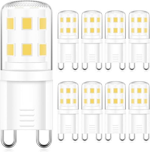 Miniatura 8 de Paquete de 4 bombillas LED G9, reemplazo halógeno de 40 vatios, blanco cálido 2700 K, bombilla LED T4 no regulable, base G9 de dos pines, bombillas