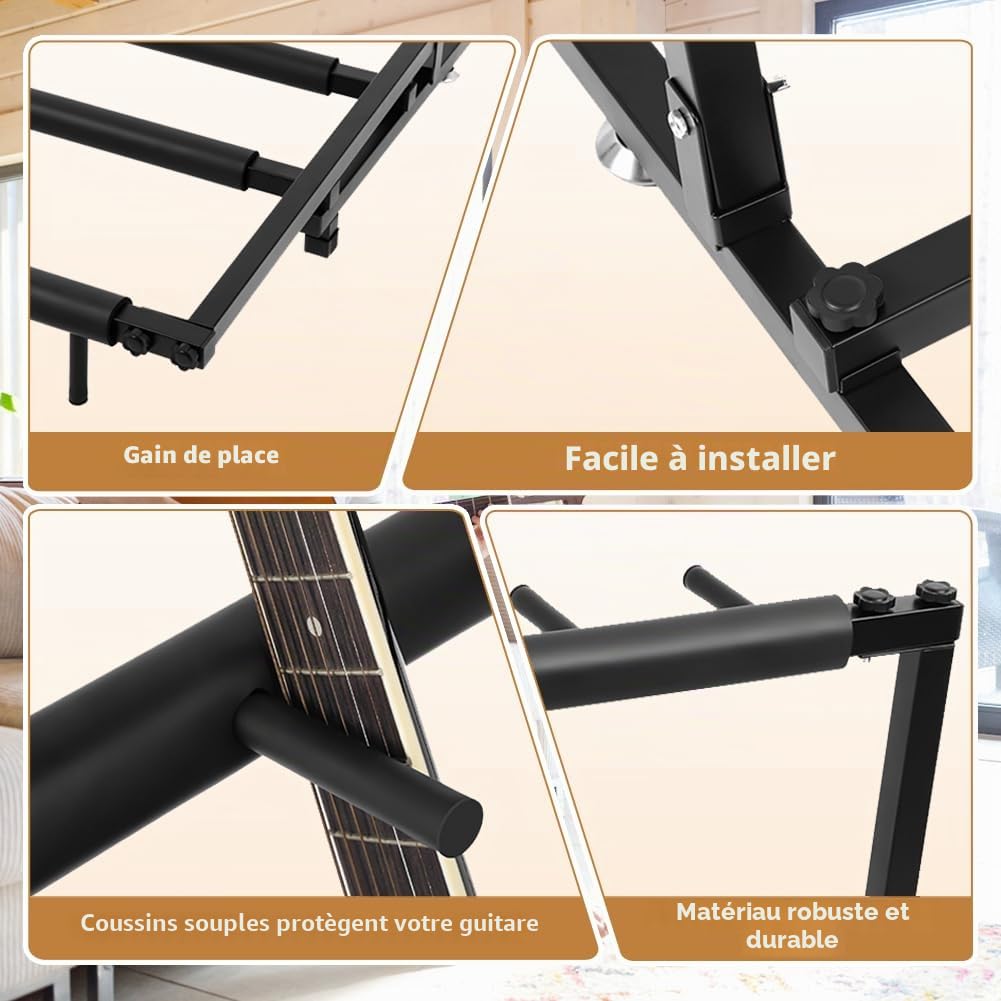 Stand Guitare Support Stands avec 5 emplacements Support de guitare Support de présentoir de guitare Support de pied pour Guitares pour Acoustique, Basse, Guitare électrique