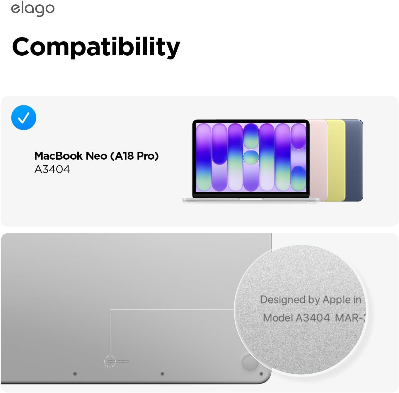 elago Ultra Slim Hard Case Compatible with MacBook Neo 13-inch (A18 Pro, 2026) [A3404] - Ultra Slim, Full Protection [Clear]