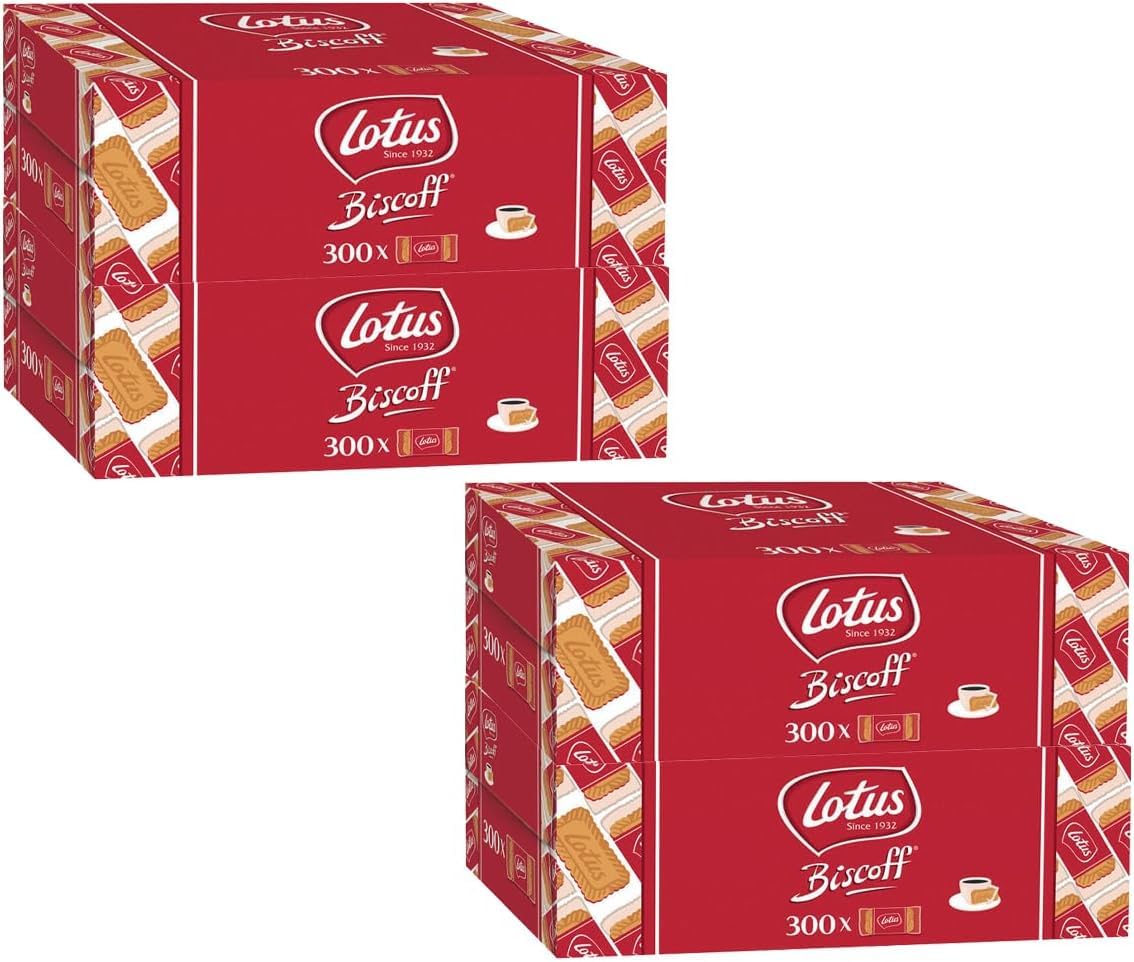 Lotus Biscoff Galletas "Welcome" envueltas indivuidualmente con sabor caramelizado, 300 piezas (1875 g) (4 cajas (1200 galletas)