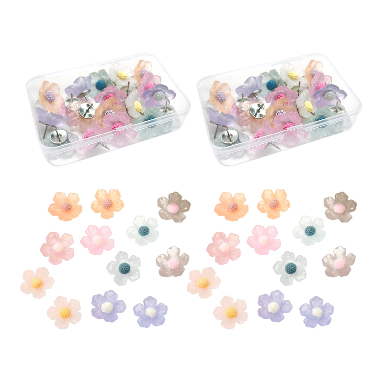 40 Flower Pins, Cute Pins, Creative Pins, Decorative Pins, Bulletin Board Pins, Photo Wall Pins, Pink