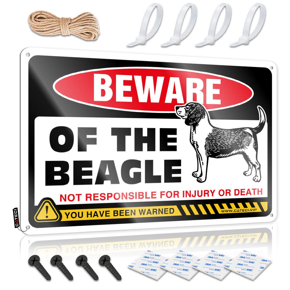 HELIOFORGE Metal Bar Signs Beware Of Beagle Tin Sign Tin Sign Man Cave Decor Bar Mirrors For Man Cave(20X30CM)