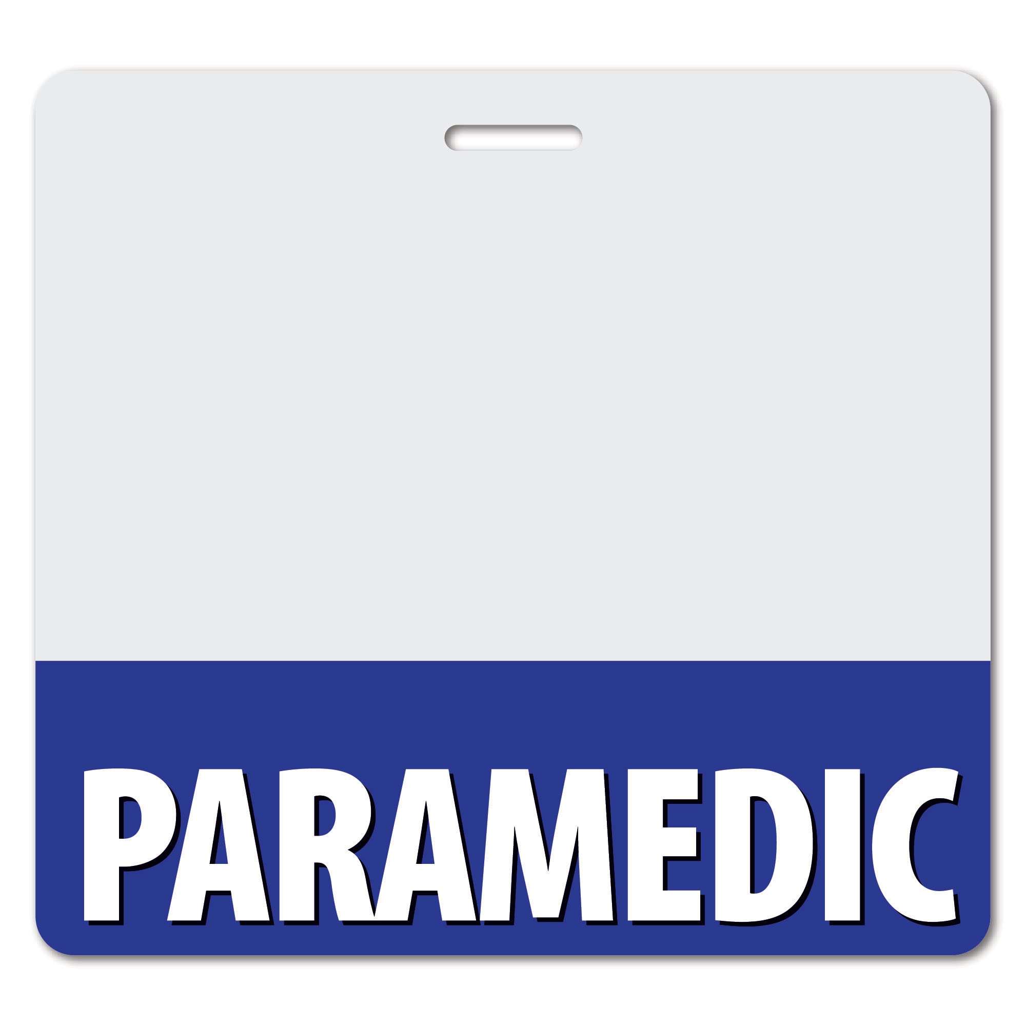 Paramedic Heavy Duty Horizontal Navy Blue (1 Pack) - Spill & Tear Proof Cards - 2 Sided USA Printed Quick Role Identifier ID Tag Backer by BadgeZoo