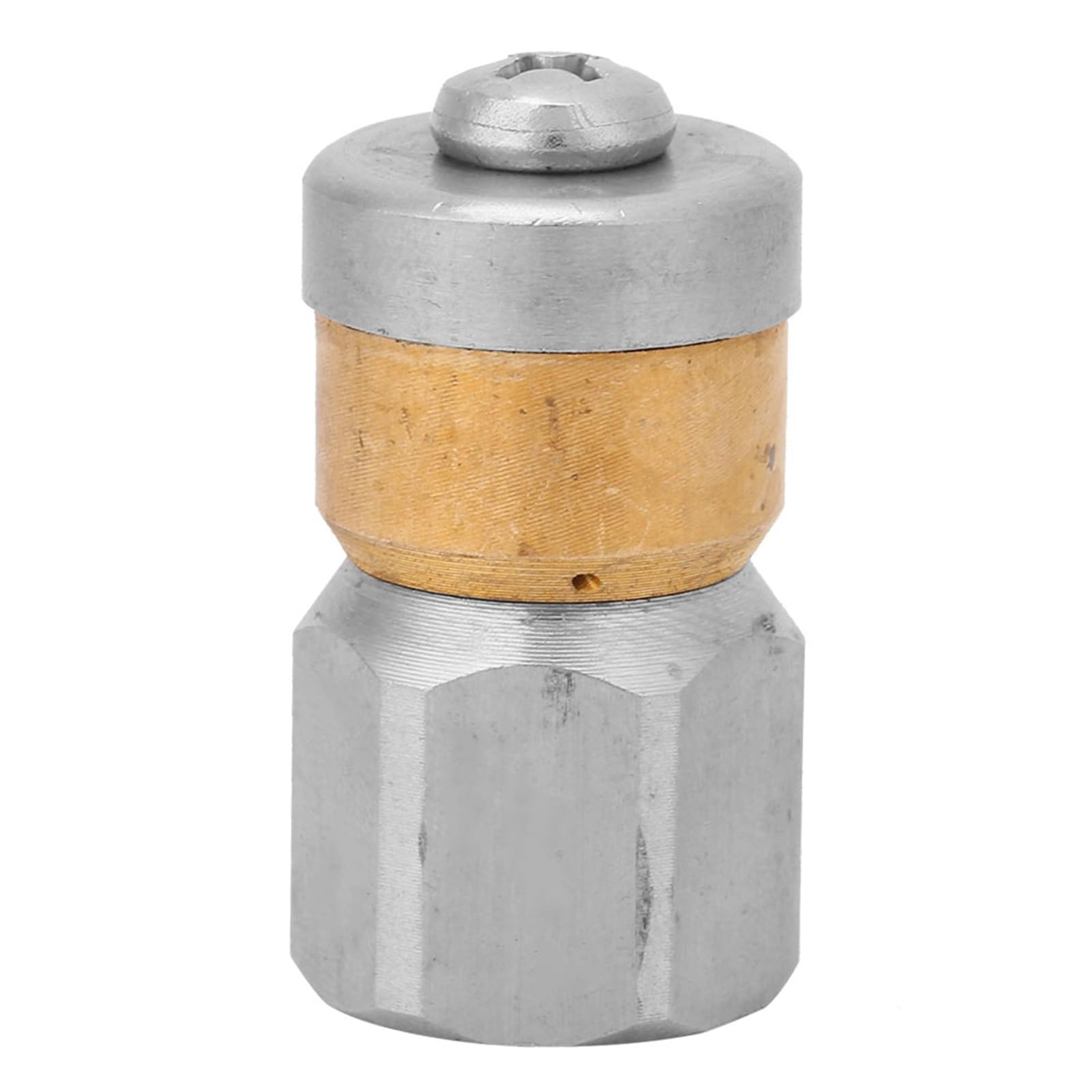 Jelquix Women's #865 Stainless Steel Pressure Sewer Cleaning Pipe Drain Washing Nozzle, 1/4Bsp With 3 Holes, Stainless Steel And Brass, Surface Cleaning With Backward Holes
