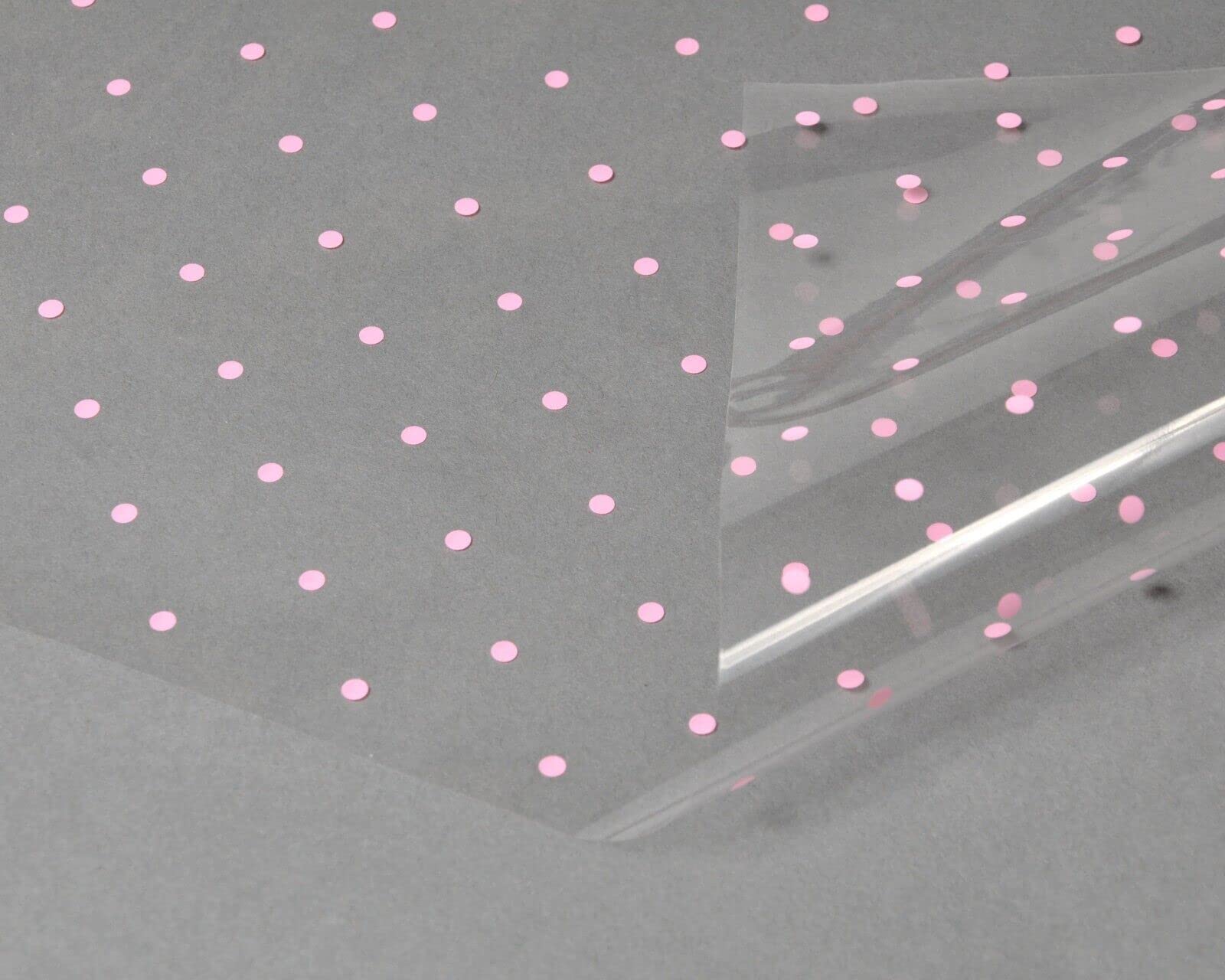 Cellophane Wrap Hamper Florist Film - 800mm x 2 Metres (Supplied in a Folded Sheet) - Pink Dot | Wrapping Paper & Gift Wrap for Bouquets, Baskets & Hampers