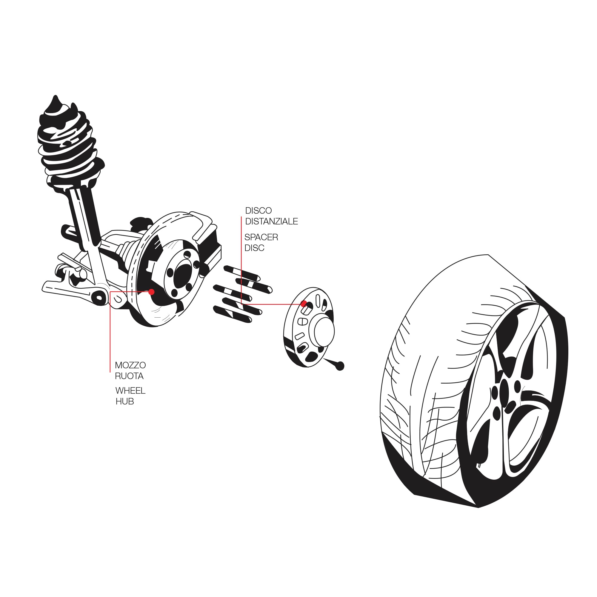 Simoni Racing DR037 Kit 2 entretoises 20 mm 5x112 moyeu 66,6, Acier