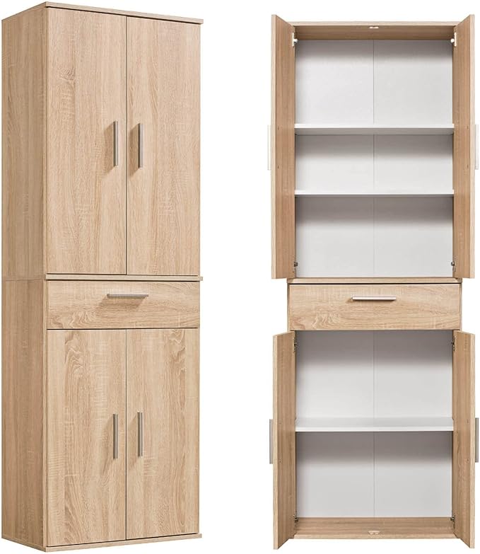 KOMFOTTEU Multifunctionele kast met dubbele deur, opbergkast, hoge kast